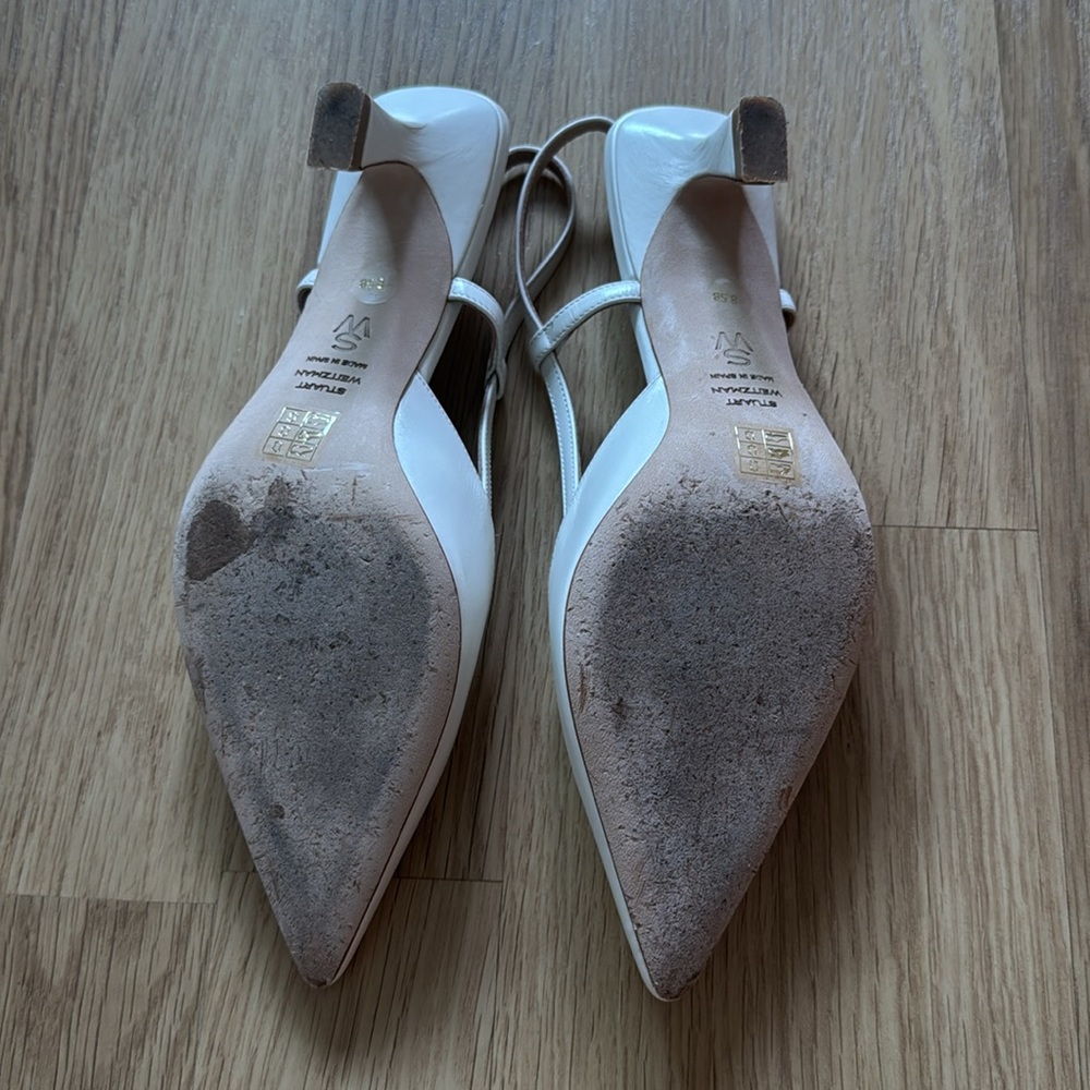 Stuart Weitzman Vinnie Leather Kitten Slingback - Picture 5 of 8